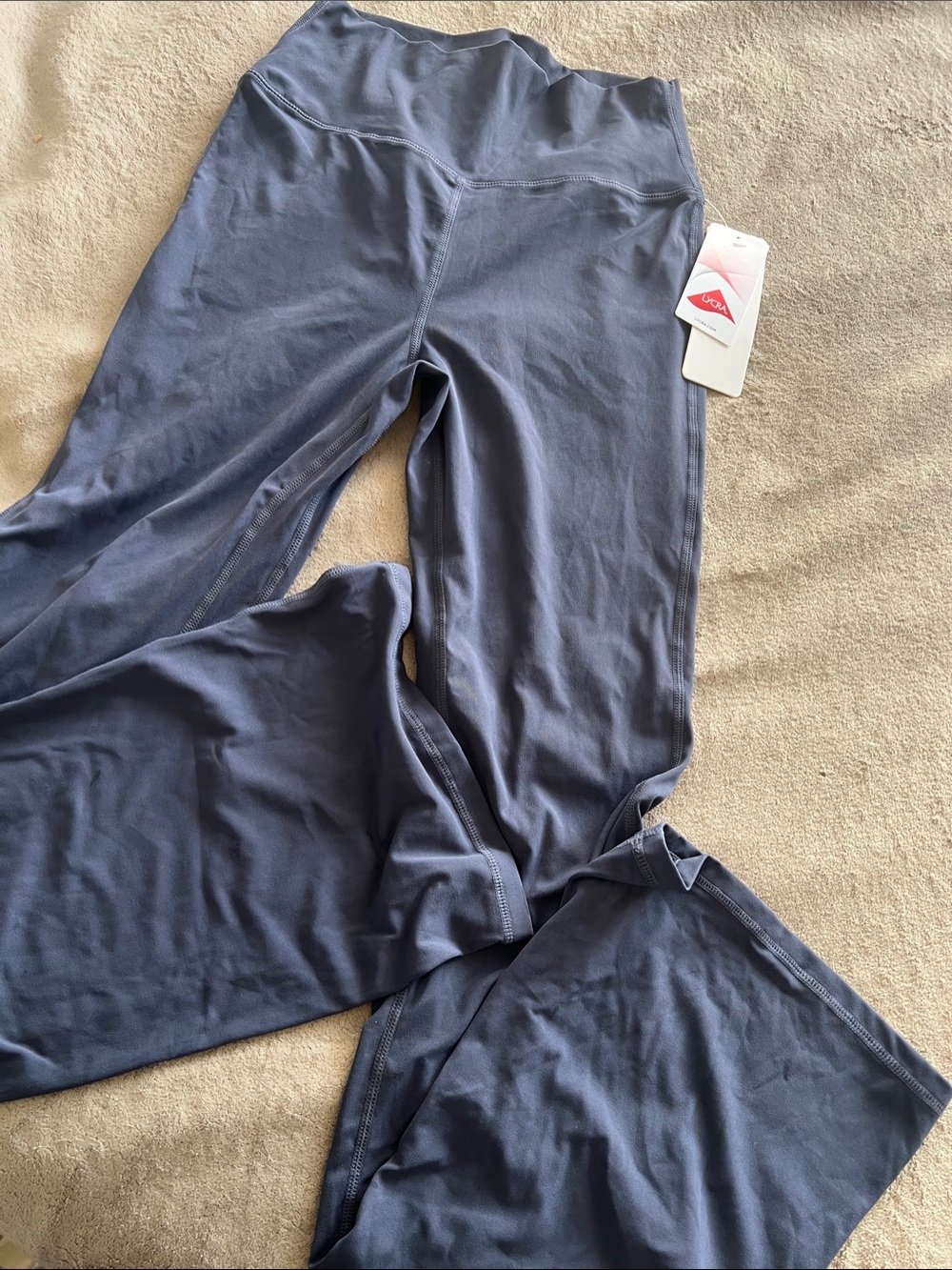 Women's Blue Flare Leggings with High Waist - Unknown Brand